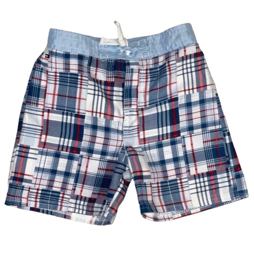 Tommy Hilfiger Yellow Plaid Swim Trunks Shorts 3T